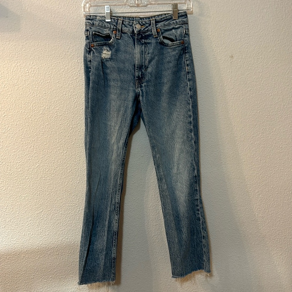 &Denim high waist flare cropped jeans size 2